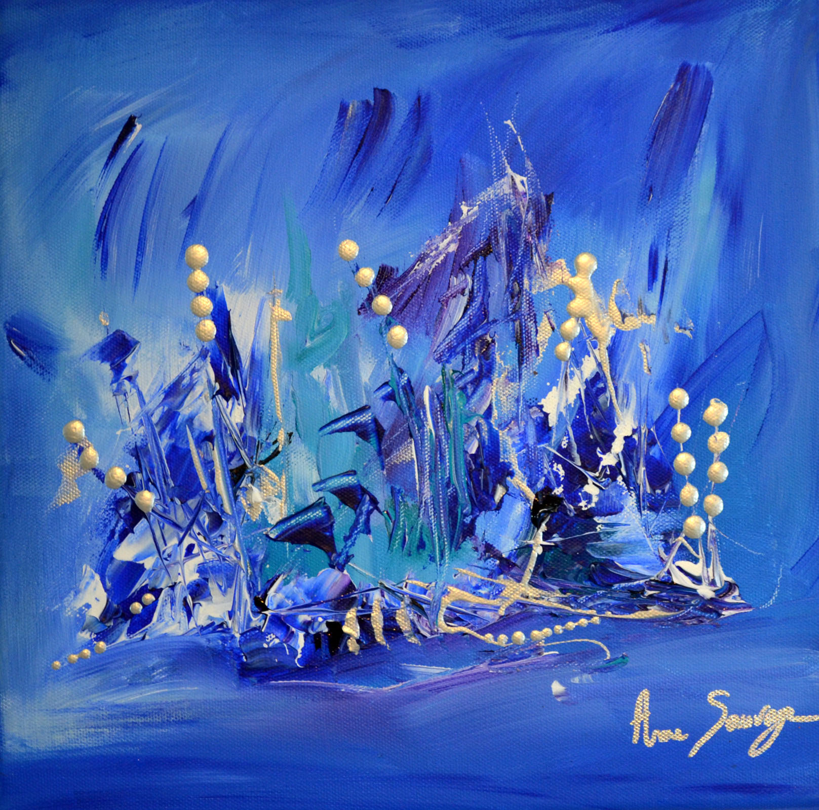 tableau abstrait bleu